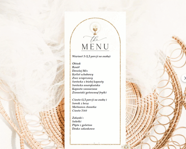 Menu Komunijne z zakąskami nr 3